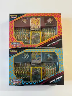 x2 Crown Zenith Shiny Zacian Zamazenta Premium Figure Collection Box Set Pokemon - Image 1