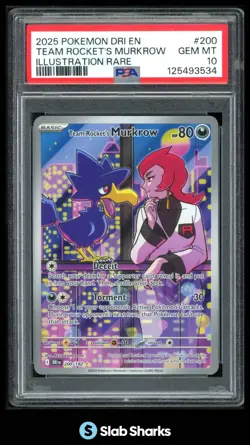 2025 POKEMON DRI EN #200/182 TEAM ROCKET'S MURKROW ILLUSTRATION RARE PSA 10 - Image 1