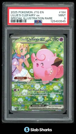 2025 POKEMON JTG #184/159 LILLIE'S CLEFAIRY EX SPECIAL ILLUSTRATION RARE PSA 9 - Image 1