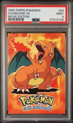 PSA 9 Charizard Movie Edition 1999 Topps Pokemon #E6 Of 12 Black Label - Image 1