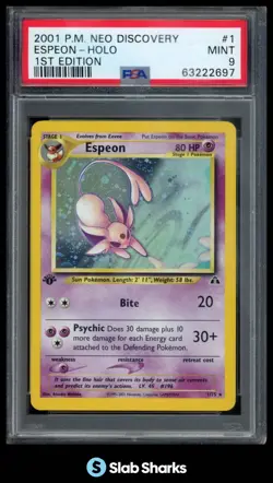 2001 POKEMON NEO DISCOVERY 1ST EDITION #1/75 ESPEON HOLO PSA 9 - Image 1