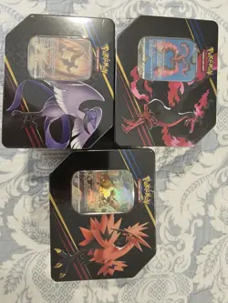 Pokemon TCG Crown Zenith Tin Galarian Moltres, Zapdos & Articuno (Set of 3) - Image 1