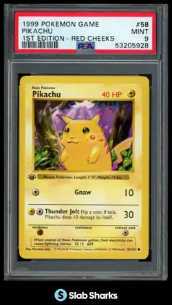 1999 POKEMON SET 1ST EDITION #58/102 PIKACHU RED CHEEKS PSA 9 - Image 1