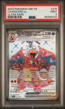 PSA 9 Mint Charizard ex 215/197 Ultra Rare Full Art - Pokemon SV03 OBF - Image 1