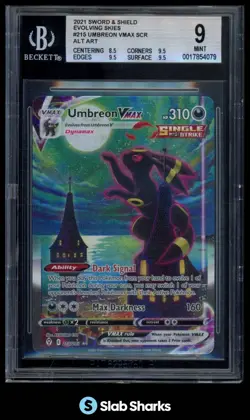 2021 POKEMON SWORD SHIELD EVOLVING SKIES #215/203 UMBREON VMAX SECRET RARE BGS 9 - Image 1