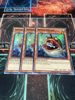 x3 Yugioh Nimble Angler Super Rare Unlimited NM OP22-EN004 Playset - Image 1