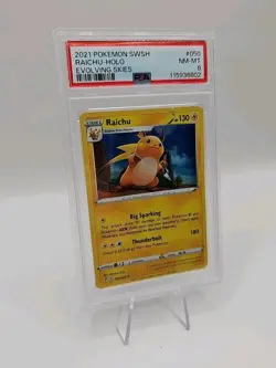 Pokemon TCG Raichu Holo Rare Card Evolving Skies 050/203 PSA 8 NM-MT 2021 - Image 3