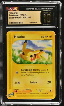 CGC 10 PRISTINE Pikachu 2002 Expedition 124/165 Pokemon Card - Image 1