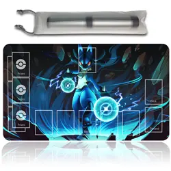 NEW Pokemon Lucario Playmat with Card Zones Free Bag Rubber Game Playmat of TCG - Image 1