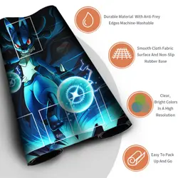 NEW Pokemon Lucario Playmat with Card Zones Free Bag Rubber Game Playmat of TCG - Image 3