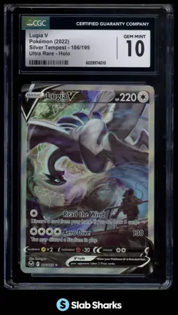 2022 POKEMON SWORD & SHIELD SILVER TEMPEST #186/195 LUGIA V ULTRA RARE CGC 10 - Image 1