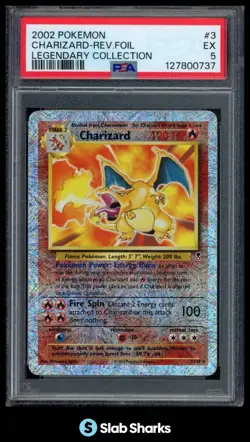 2002 POKEMON LEGENDARY COLLECTION #3/110 CHARIZARD REVERSE FOIL PSA 5 - Image 1