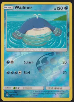 Wailmer 29/145 C POKEMON CARD ENGLISH S&M GUARDIANS RISING REVERSE HOLO - Image 1