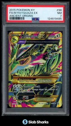 2015 POKEMON XY ANCIENT ORIGINS #98/98 MEGA RAYQUAZA EX SECRET RARE PSA 7 - Image 1