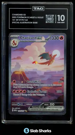 2023 POKEMON 151 MEW EN #199/165 CHARIZARD EX SPECIAL ILLUSTRATION RARE TAG 10 - Image 1