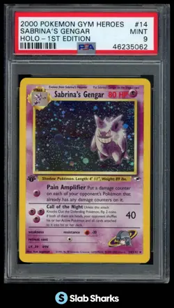 2000 POKEMON GYM HEROES 1ST EDITION #14/132 SABRINA'S GENGAR HOLO PSA 9 - Image 1