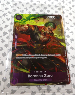 One Piece Card Game English Carte Holo Pre Release Winner Zoro P-045 Sealed Mint - Image 1