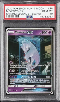 2017 POKEMON SUN & MOON SHINING LEGENDS SECRET #78 MEWTWO GX PSA 10 - Image 1