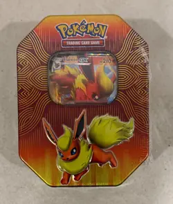 2019 POKEMON FLAREON GX SUN & MOON ERA ELEMENTAL POWER TIN FACTORY SEALED - Image 1