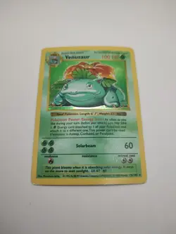 Pokemon TCG Venusaur Base Set 15/102 Holo Shadowless Holo Rare - Image 1