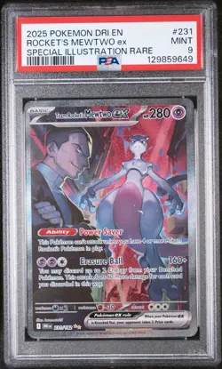 Pokemon Mewtwo EX 2025 Team Rockets 231/182 Sir Destined Rivals Gem Mint PSA9 - Image 1