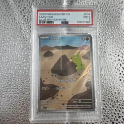 Larvitar Pokemon 203/197 Sv03: Obsidian Flames Holo Illustration Rare PSA 9 - Image 1