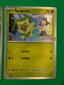 2023 Pokemon Paldea Evolved Sprigatito Art Rare 196/193 and sprigatito horizons - Image 4