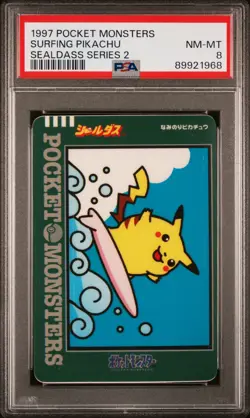 1997 POCKET MONSTERS SEALDASS SER 2 SURFING PIKACHU PSA 8 - Image 1