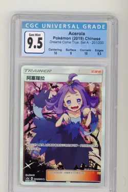 2019n Pokemon Acerola CGC 9.5/10 CHINESE Dreams Come True Ac2a 201/200 Trainer - Image 1