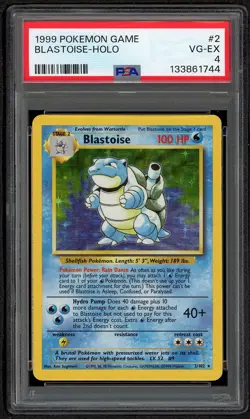 1999 Pokemon Base Set Blastoise Holo 2/102 PSA 4 VG-EX Holo Rare Vintage - Image 1
