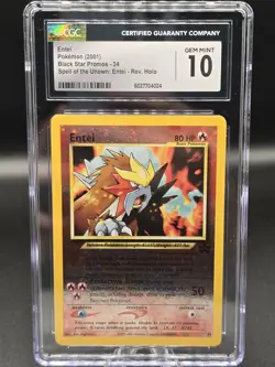 CGC 10 GEM MINT Entei 2001 Black Star Movie Promo 34 Reverse Holo Pokemon Card - Image 1