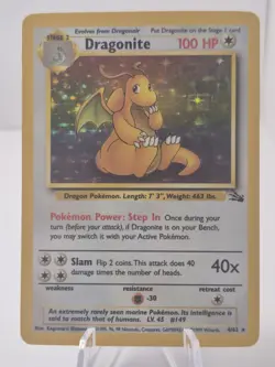 Pokemon TCG Dragonite Fossil Holo Card 4/62 Unlimited Rare - Image 1