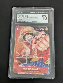 Monkey D Luffy P-001 CGC 10 Bandai Games Fest 23-24 One Piece Card - Image 1