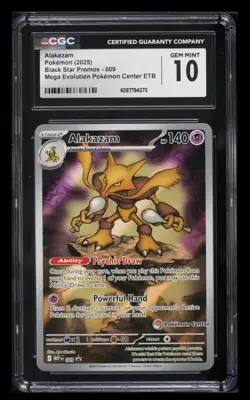 2025 POKEMON MEGA EVOLUTION POKEMON CENTER ETB PROMO #009 ALAKAZAM CGC 10 - Image 1
