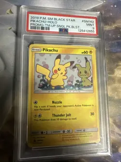 2019 Pokemon Sun & Moon Black Star Promo Pikachu Holo #SM162 PSA 9 MINT - Image 1