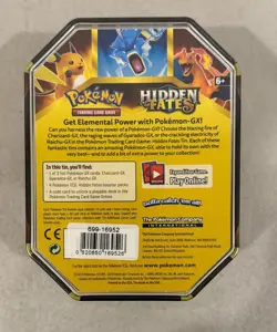 2019 POKEMON CHARIZARD GX HIDDEN FATES ELEMENTAL POWER TIN FACTORY SEALED B - Image 3