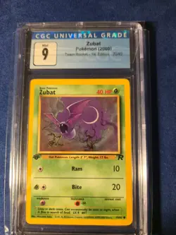 2000 Pokemon Team Rocket 1st Edition Zubat 70/82 CGC 9 Mint WOTC - Image 1