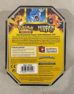 2019 POKEMON CHARIZARD GX HIDDEN FATES ELEMENTAL POWER TIN FACTORY SEALED A - Image 3