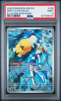 2025 POKEMON DRI EN-DESTINED RIVALS ILLUSTRATION RARE #193 MISTY'S PSYDUCK PSA 9 - Image 1