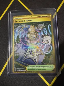 Pokemon TCG Destined Rivals Jamming Tower Gold Holo Hyper Rare 243/182 Near Mint - Image 1