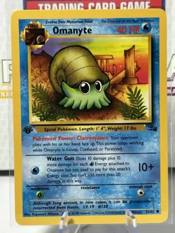 1st Edition Omanyte - Fossil - #52/62 - Vintage Pokemon Card 1999 WOTC - NM - Image 1