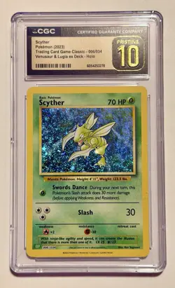 CGC Pristine 10 Scyther 006/034 Pokemon TCG Trading Card Classic Holo Graded - Image 1