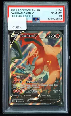 2022 Charizard V #154 Brilliant Stars PSA 10 Pokemon Card - Image 1