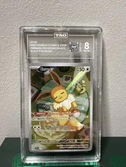 Eevee 173 Pokemon Scarlet & Violet Promo Cards Holo TAG graded Near Mint 8 - Image 1