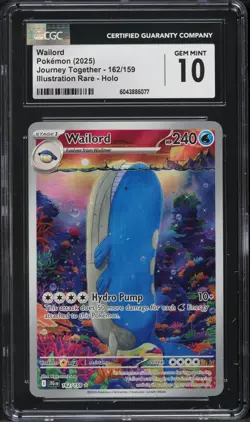 CGC 10 Gem Mint Wailord 162/159 Illustration Rare Journey Together Pokemon Card - Image 1