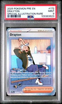 2025 POKEMON PRE EN-PRISMATIC EVOLUTIONS SPECIAL ILLUSTRATION RARE DRAYTON PSA 9 - Image 1