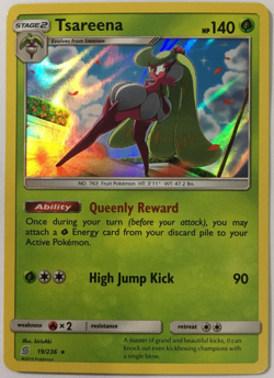POKEMON TSAREENA 19/236 SUN & MOON UNIFIED MINDS RARE HOLO NEAR MINT - Image 1