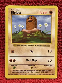 Pokemon TCG Diglett Base Set 47/102 Regular Shadowless Common DMG - Image 1