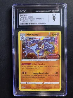 MACHAMP - HOLO 2022 POKEMON SWSH BLACK STAR PROMO PRERELEASE #243 CGC 9 - Image 1