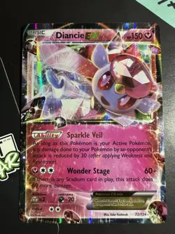 Diancie EX 72/124, Holo, XY Fates Collide, Pokemon TCG, Ultra Rare, 2016, NM - Image 2
